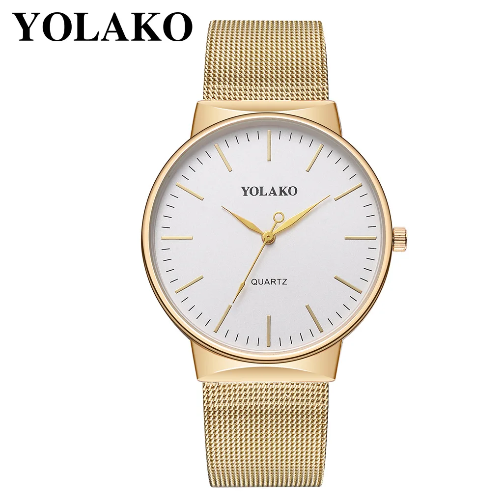 

Часы наручные для мужчин и женщин, модные простые ультратонкие деловые кварцевые, с браслетом из сплава розового золота, для пар