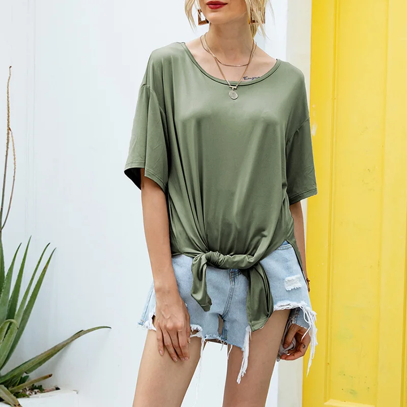2020 Новое поступление Женские базовые повседневные Летние футболки с круглым