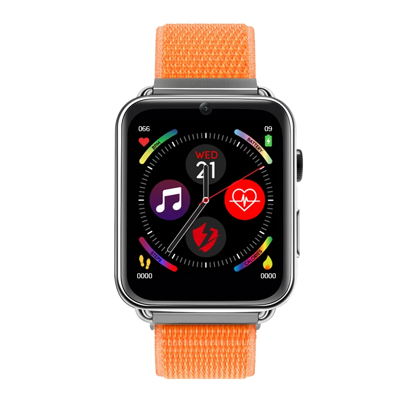 silver orange nylon Keoker LEM10 умные часы мужские Android 7,1 4G SIM wifi gps 2MP камера пульсометр умные часы предпродажа - Цвет: silver orange nylon