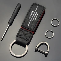 car leather key chain head leather gift gift with horseshoe buckle small ring screwdriver pendant