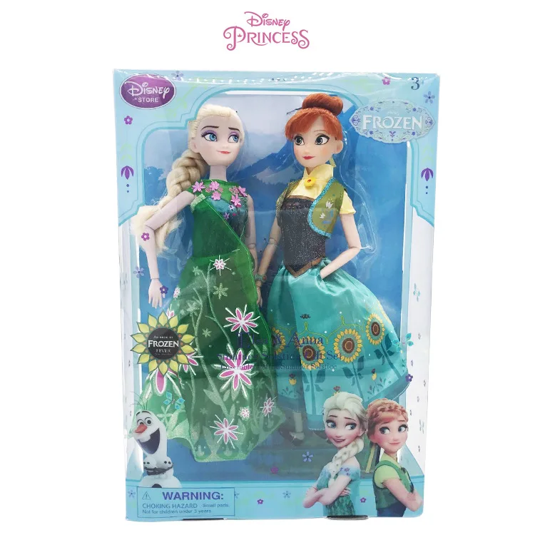 green elsa with box Белоснежка Принцесса игрушка фигурки Рождественская игрушка подарок Дисней оригинальная Принцесса Золушка фигурка модель игрушки для девочек на день рождения - Цвет: green elsa with box