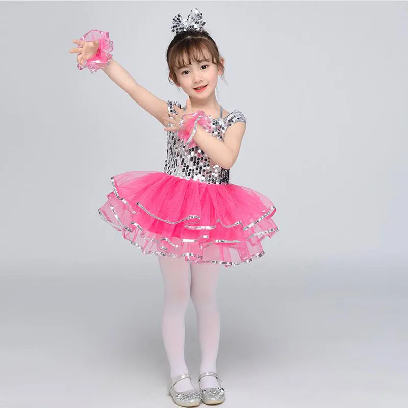 Modern kids dance costumes for sequins tutu dress girls salsa dancing wear Outfits |