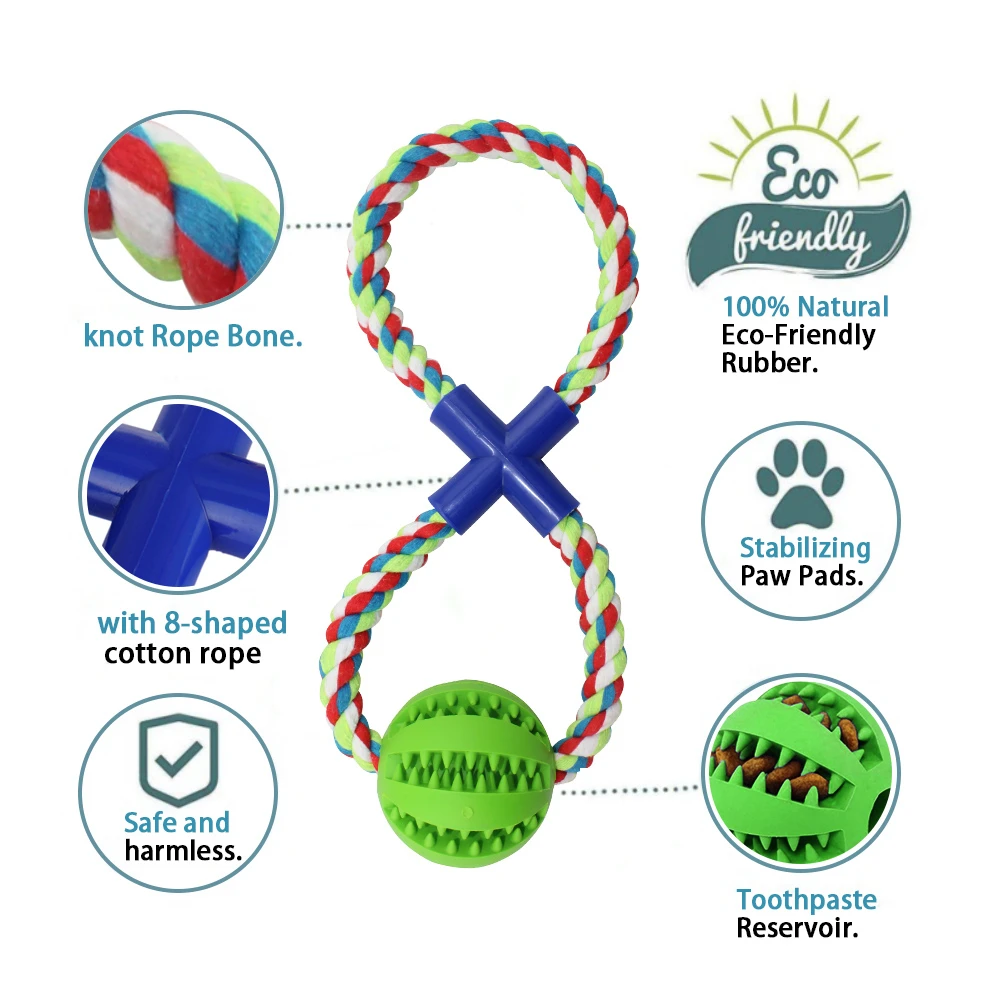 

Dog Toys For Large Dogs Bite Resistant Pet Toys For Dog Rope Interactive Food Tooth Clean Rubber Ball Toothbrush Dogs Products
