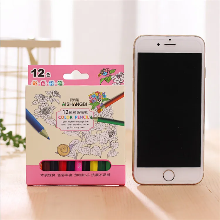 12 цветов маленькая ручка карандаш для рисования строительный из дерева HB