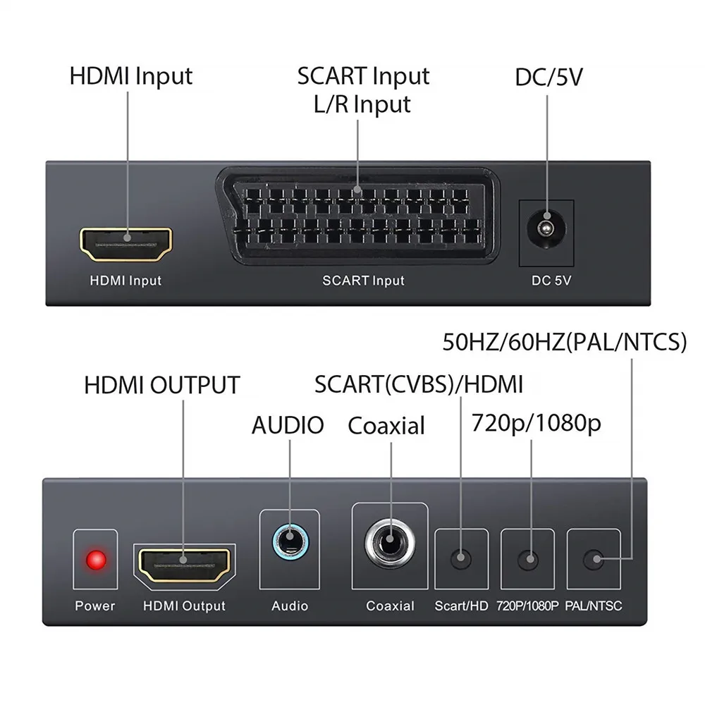 Преобразователь видео PAL/NTSC SCART + HDMI в коробка 1080P Upscaler с 3 5 мм коаксиальным аудио