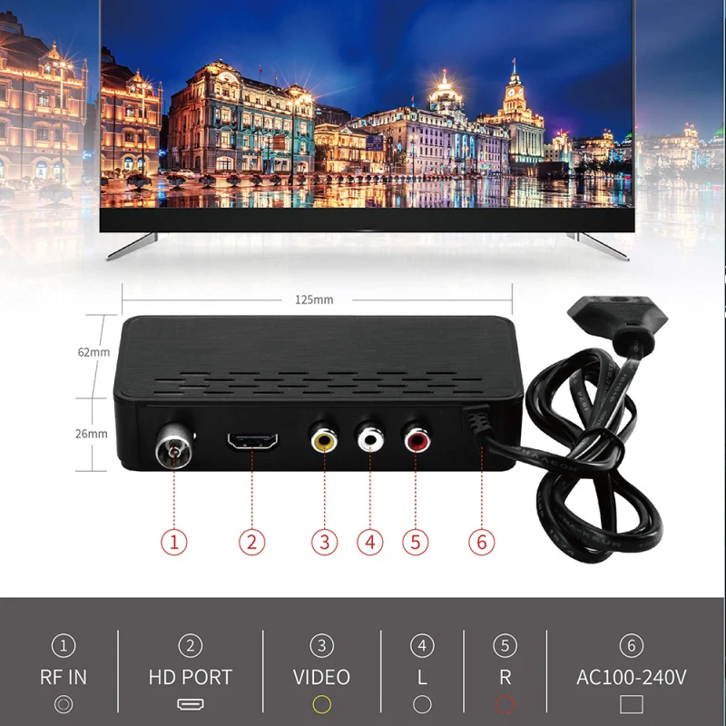 DVB-T2 DVBC Digital TV Tuner Receiver WIFI 1080P HD Decoder Set Top Box USB For Monitor Adapter Satellite | Электроника