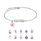 Бесплатная гравировка имени браслет персонализированный браслет для детей девочек 925 стерлингового серебра ювелирные изделия настроить DIY подарок 16 видов