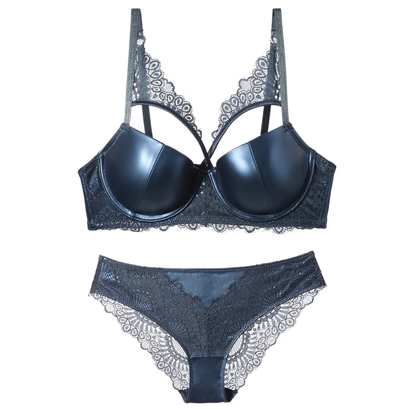 

Комплект женского кожаного нижнего белья из бюстгальтера пуш-ап и трусиков, цвет красный, черный, 2021