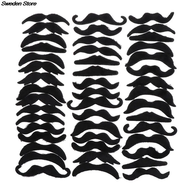 48pcs/set Funny Costume Pirate Party Mustache Cosplay Fake Moustache Fake Beard For Kids Adult Halloween Party Decoration