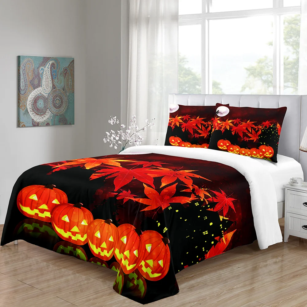 Пододеяльник с кленовыми листьями и головой тыквы односпальная двуспальная