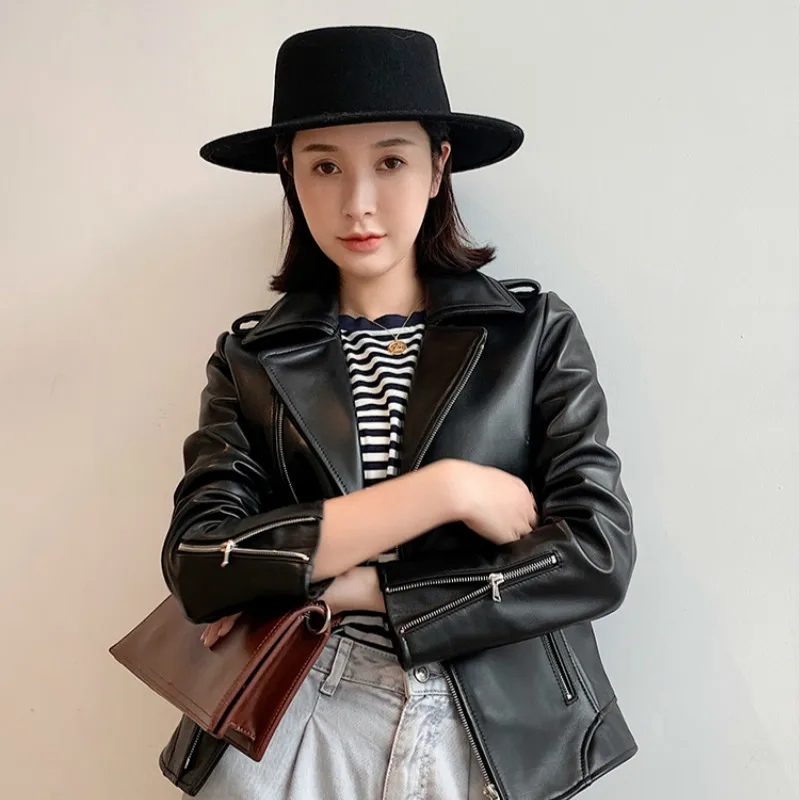 Genuine Leather Jacket Women Sheepskin Slim Motorcycle Jacket Women Clothes 2020 Korean Real Leather Jacket 18D16 YY1065