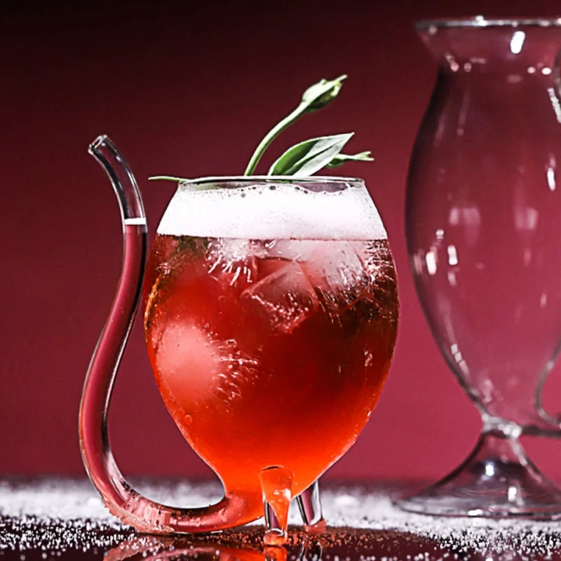 

ZL Arrival Red Wine Glass Cup Whiskey Glass Heat Resistant Glass Sucking Juice Milk Cup Tea Wine Cup With Drinking Tube Straw