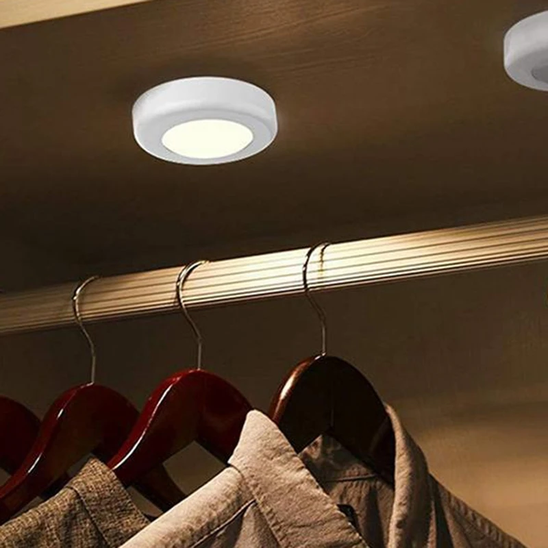 

Dimmable Press Sensor Under Cabinet Light Led Puck Lights Wireless Downlight Spotlights for Close Wardrobe Hallway Night Lamp