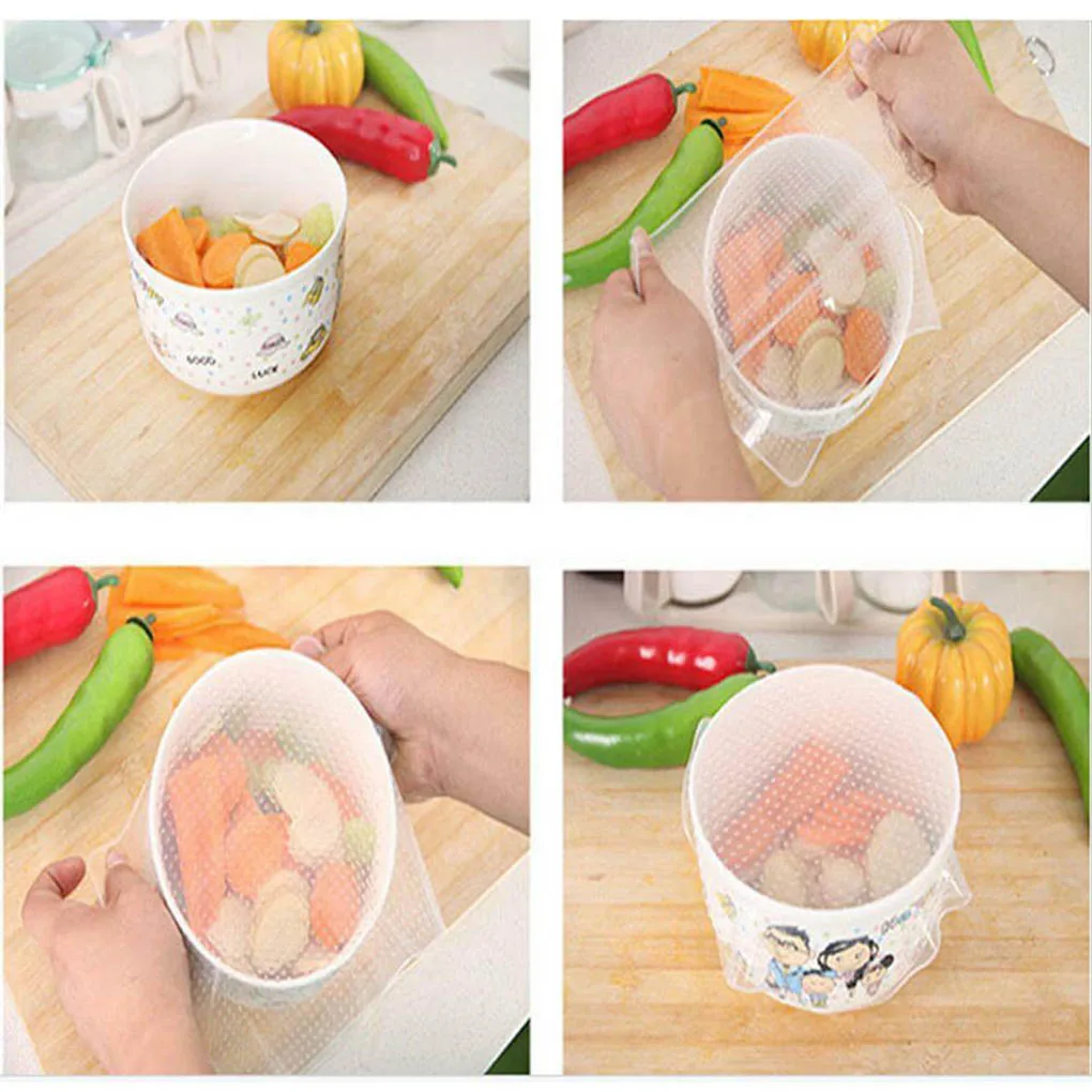 1/3/4 шт. многоразовые силиконовые Еда супница Чехлы пищевая пленка свежести