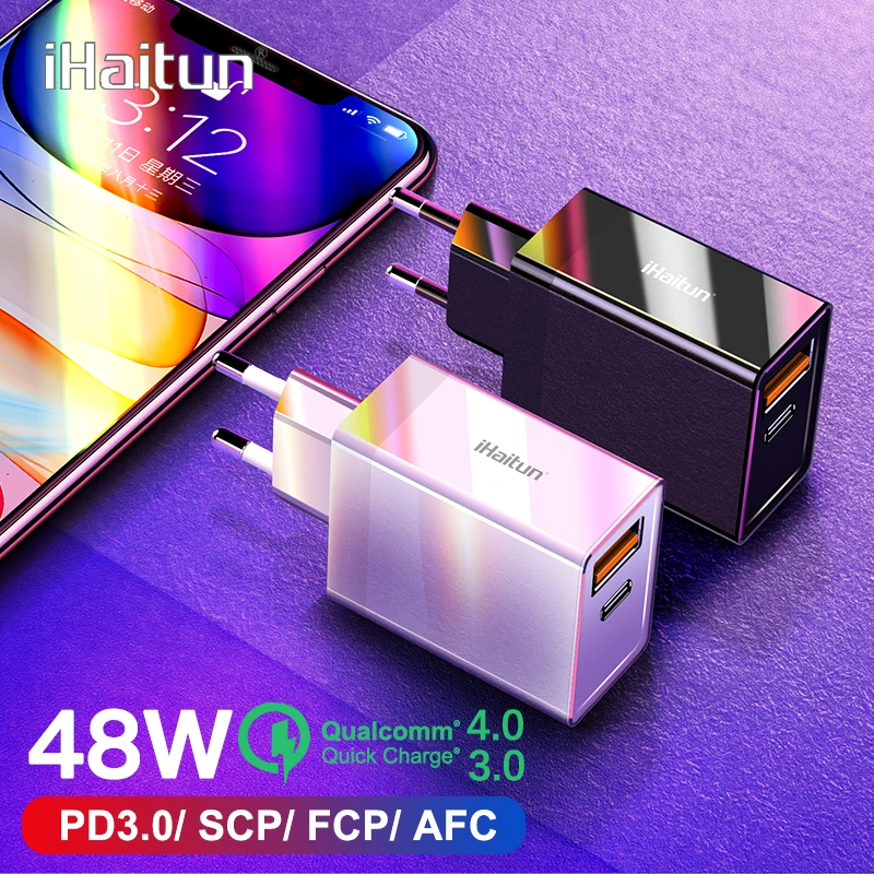 IHaitun машинка для стрижки 48 Вт USB зарядное устройство PD Type C быстрой зарядки 4 0 3 КК