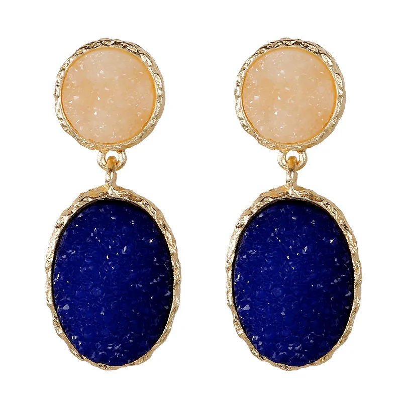 QTWINDY модные серьги для женщин 2019 массивный геометрический природный камень