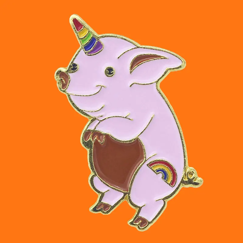 Забавные эмалевые булавки в виде единорога соберите милую свинью животное