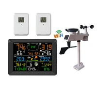 weather station wifi digital alarm wall clock indoor 2pcs outdoor humidity pressure anemometer rain gauge
