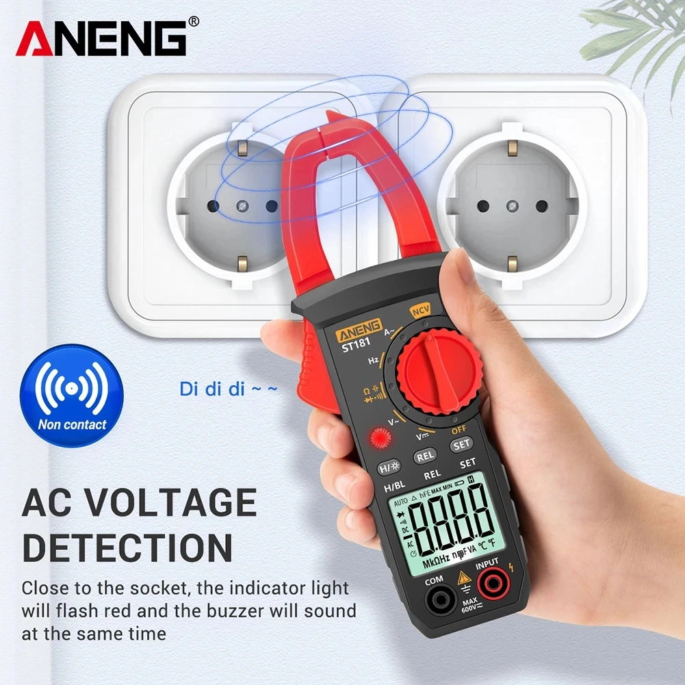 

ANENG ST181 Digital Clamp Multimeter 4000 Counts Transistor Resistance Tester DC/AC Precision Current Meter Ammeter Voltmeter