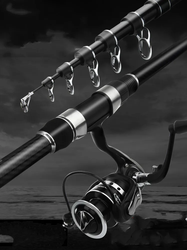 Enlarge Carbon Fiber Telescopic Fishing Rod Portable Spinning Fishing Rod Pole Travel Sea Boat Rock Wedkarstwo Olta Fishing Tackle Pseca