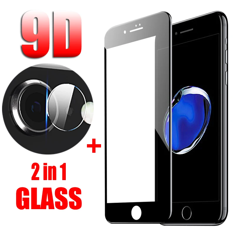 2 в 1 стекло для iPhone 6 6S 7 8 задняя камера Объектив Закаленное 9D Защита экрана