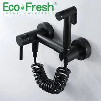 ecofresh hot cold mixer toilet bidet sprayer kit black wall mounted bidet faucet quality brass women flusher