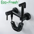 Ecofresh, смеситель для горячей и холодной воды, туалетный набор для биде. Черный настенный смеситель для биде, качественный латунный Смеситель для женщин