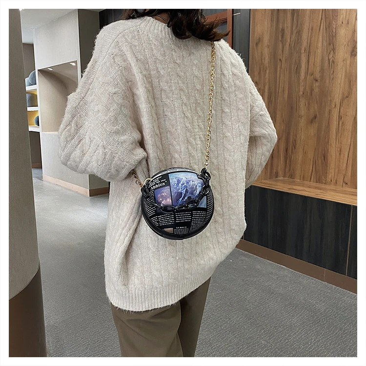

Queenie Fashion Bag Graffiti Round Basketball Shoulder Bags Totes Acrylic Chain Messenger Handbag For 2020 Fashion Trend Ladies