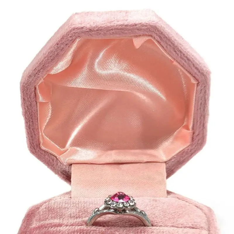 

Antique Octagon Velvet Ring Box Single Ring Display Holder with Lid Ring Box Holder for Jewelry for Wedding Ceremony