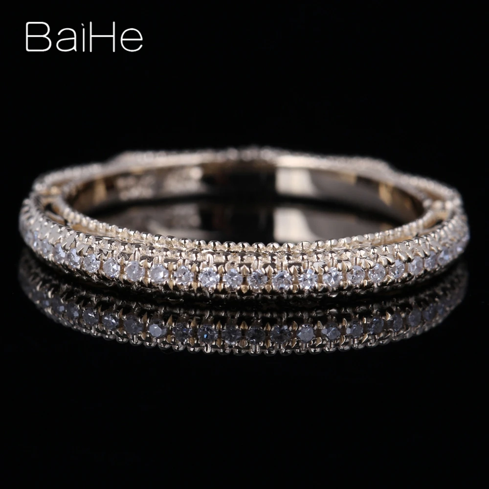BAIHE однотонное 14K желтое золото 0.2CT H/SI круглый натуральный бриллиант свадебный
