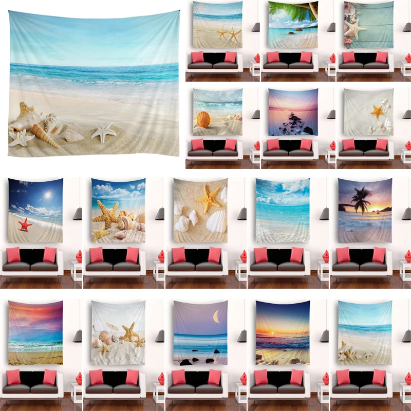 

Sunlight Beach Shells Large Tapestry Sea Landscapes Wall Hanging Tapestries Home Decor Rectangle Bedroom Wall Art Tapestry