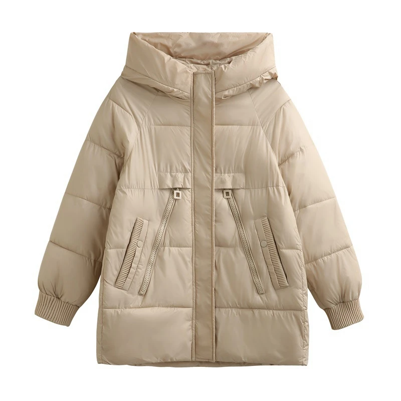 

Women'S Down Cotton Coats Winter Warm Jackets Black Champagne Gold Polyester Hooded Collar Short Parkas Fashion Female Clothes