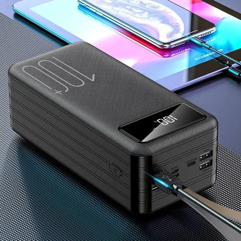 Ceny Power Bank 100000mAh Przenośny Szybki ładowanie Powerbank Dla IPhone 12 Xiaomi Typ C Poverbank Zewnętrzna ładowarka Ze światłem