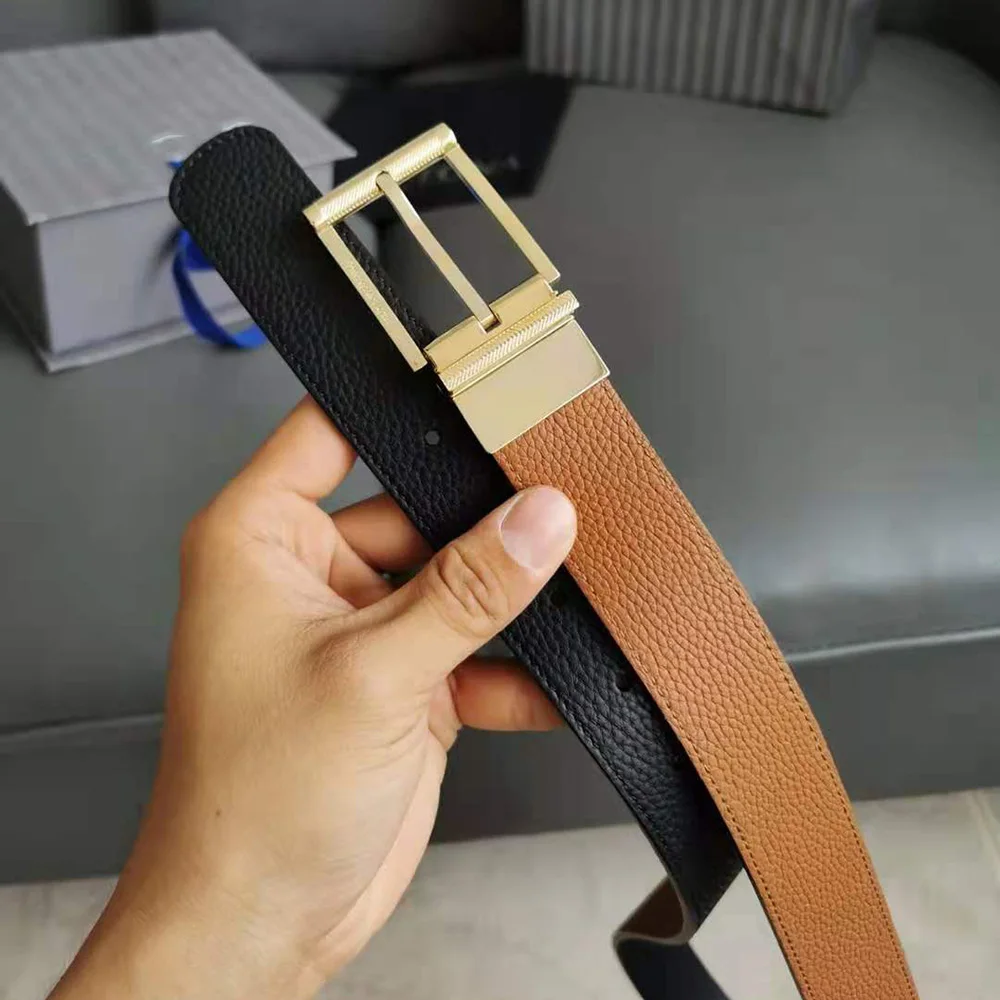 

Top 3.4Cm Adjustable Reversible Genuine Leather Belts For Men Jeans Fashion Luxury Classic Brand Designer Belt Gifts Box