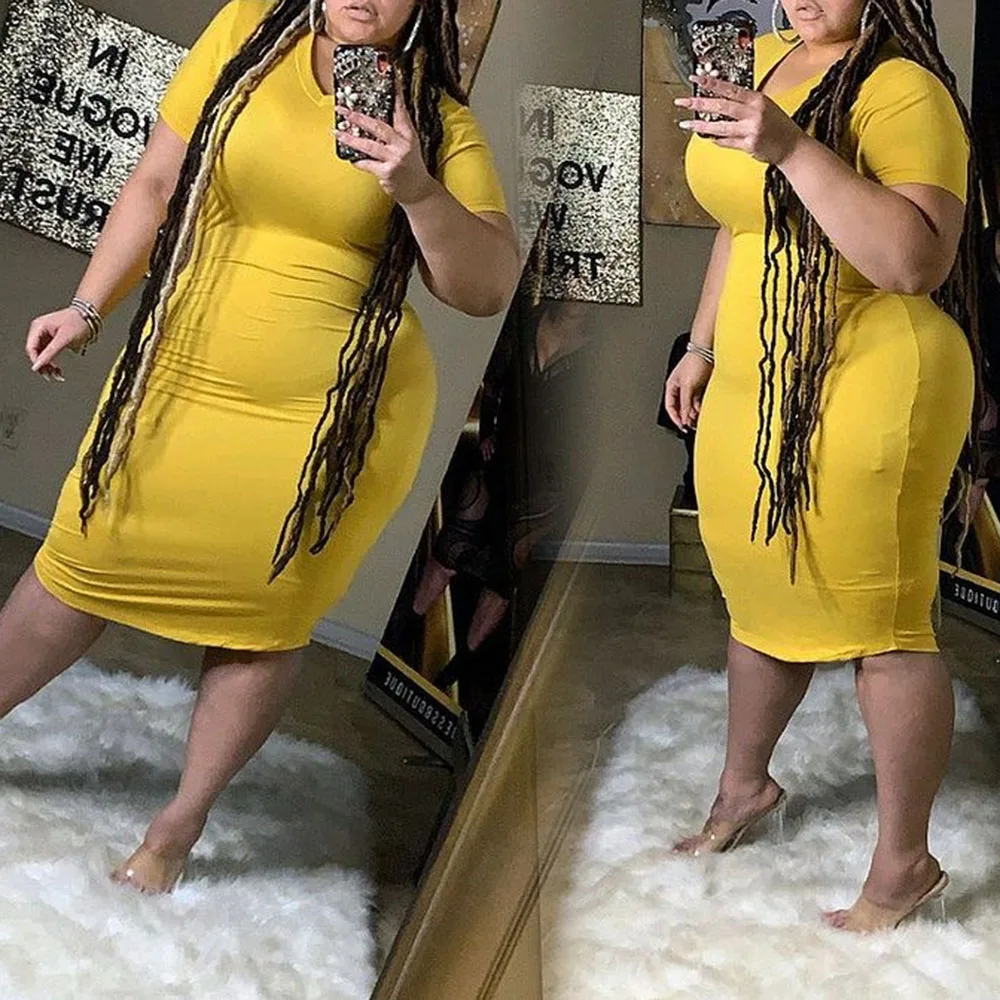 

Western Style Casual Women's Dress Fashion Oversize African Simple Thin Solid Color Spring Summer V-neck Summer 2021