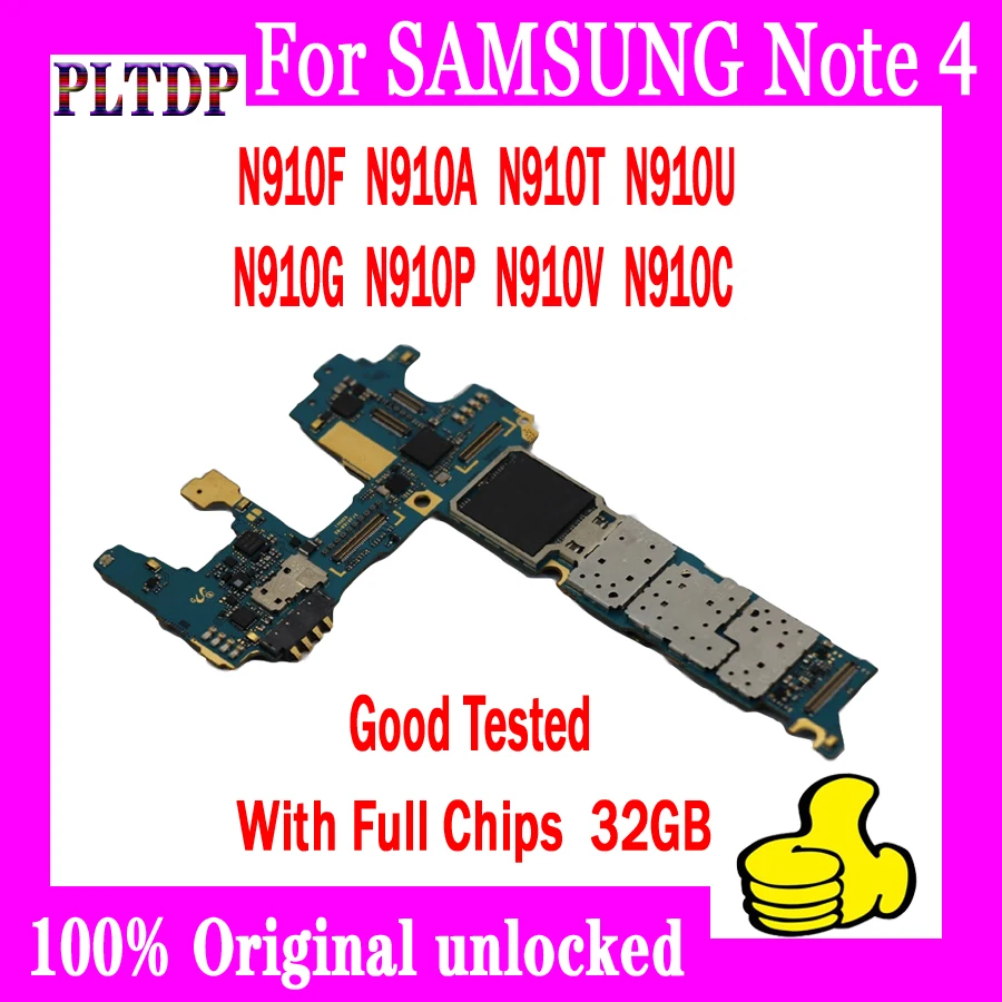 Оригинальная материнская плата 32 ГБ для Samsung Galaxy Note 4 N910U N910G N910A N910P N910V Заводская