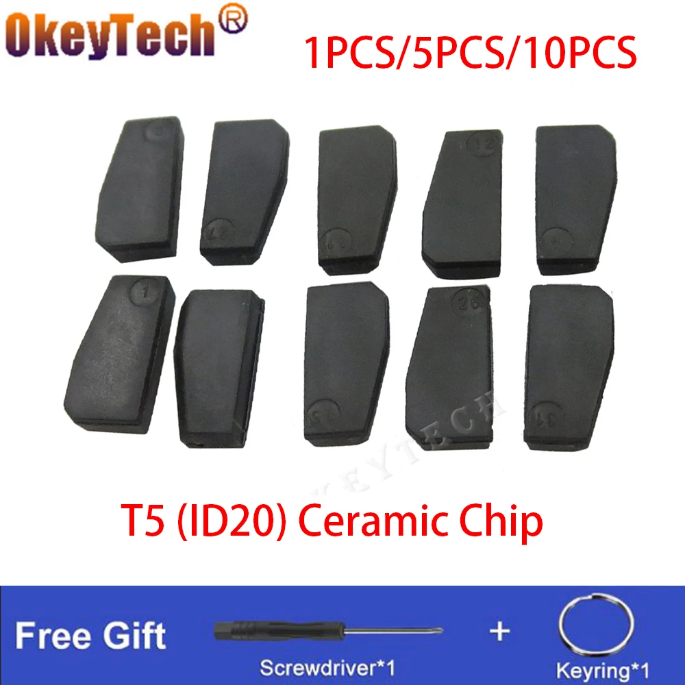 

OkeyTech 1/5/10PCS Original T5 ID20 Transponder Chip T5 Cloneable Chip for Car Key Blank Ceramic T5 Chip For Locksmith Tool