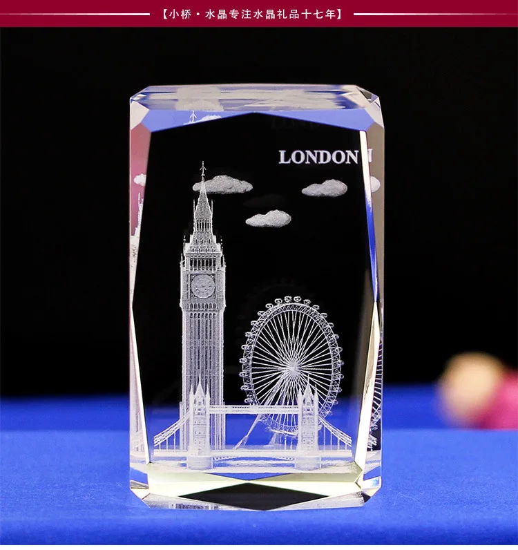 

GOOD Business Decorations gift Souvenir Britain England landmark Big Ben London Bridge Figurine 3D Crystal statue free shipping