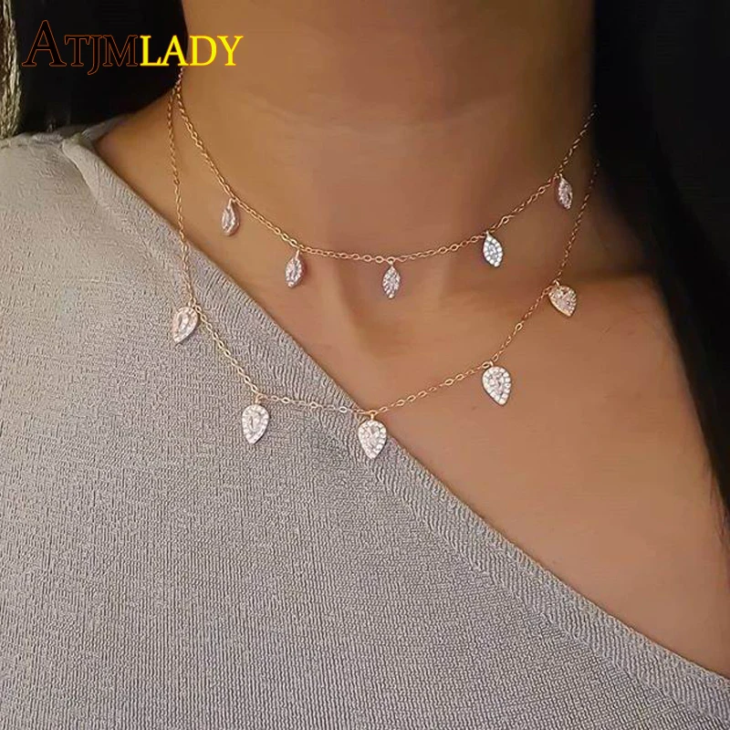 Круглая маркиза ААА сверкающая фианит Розовое золото Цвет Модный женский чокер