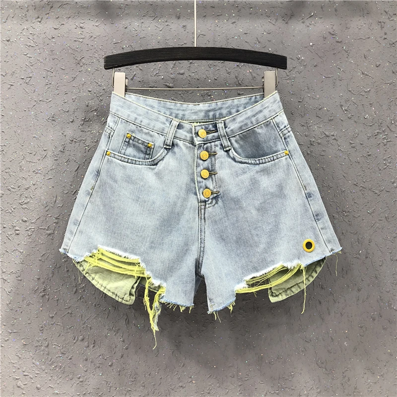 Весна-лето 2020 джинсовые шорты больших размеров женские Модные свободные с