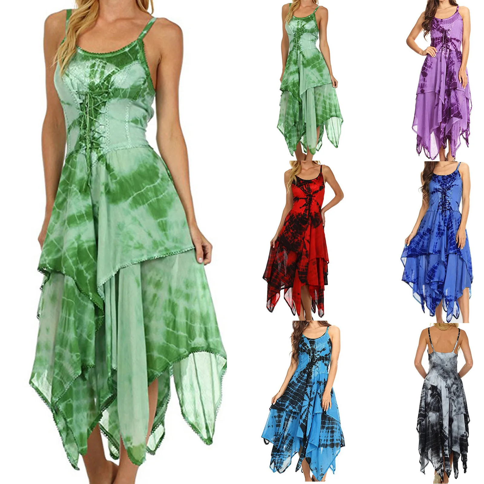 2021 Летний Пляжный праздничный сарафан женское платье с принтом романтичное на