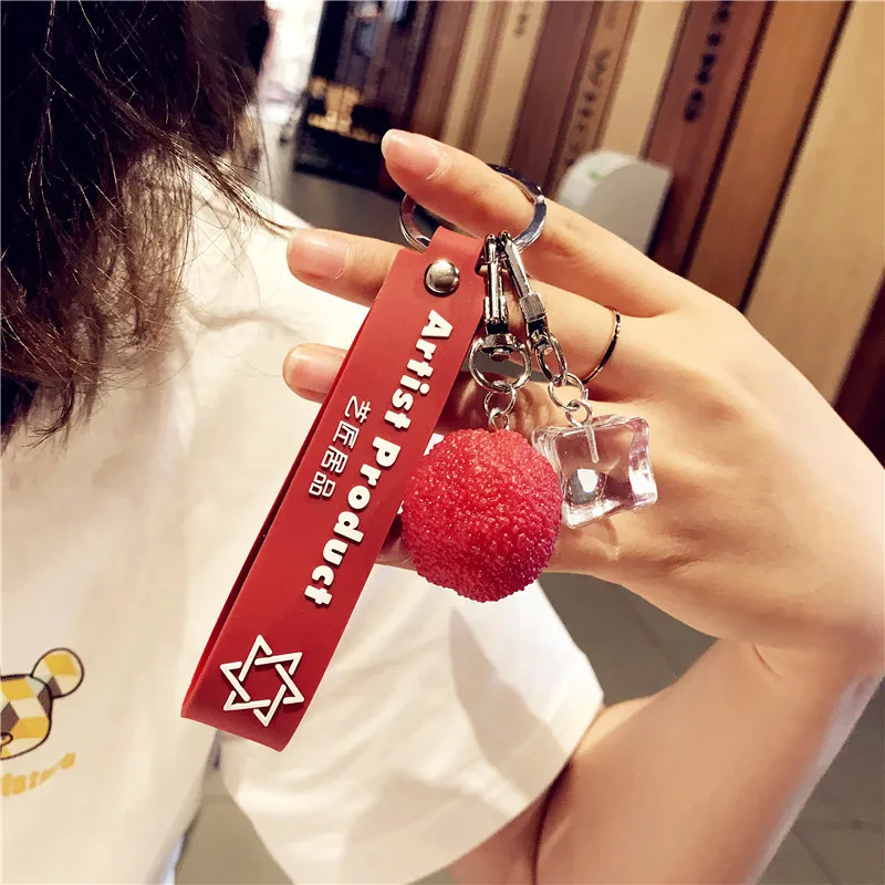 

keychain Fruits Soft Pvc Simulation Fruit key Pendant Female Cute key Ring Ornaments Accessories Keyring Gift Wholesale