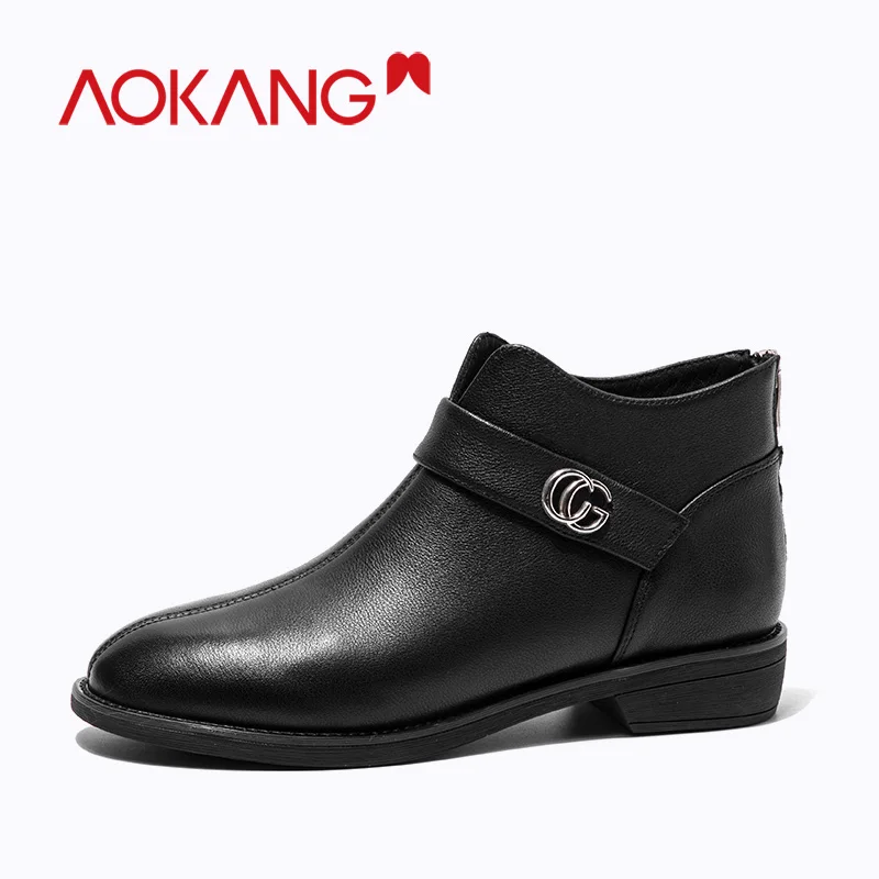 AOKANG/ботильоны классические женские ботинки челси из натуральной кожи