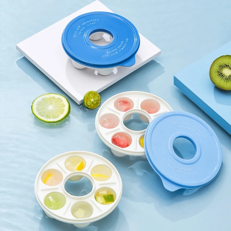 

3 Pcs/Set 6 Grids Round Ice Cube Mold with Lid Sphere Ice Ball Maker Reusable Freezer Mould Tray for Whiskey