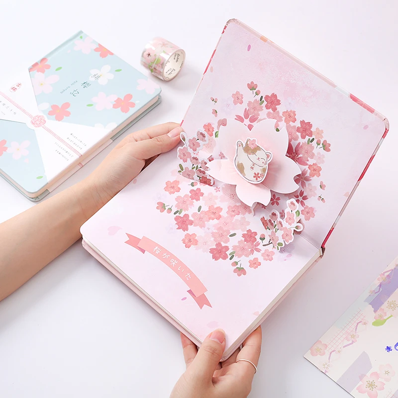1 шт. креативный милый трехмерный блокнот с изображением сакуры Дневник для