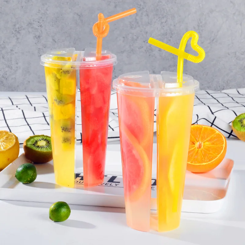 10 шт. двойной пара чашка 600ml большие прозрачные чашки вечерние свадебные сувениры