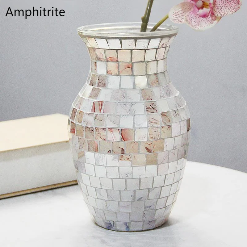 

Европейский стиль, пурпурная Цветочная мозаика, современная стеклянная ваза, домашняя искусственная скамейка, организовать цветок
