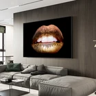 Модная Картина на холсте с изображением сексуальных губ, настенные художественные плакаты, золотые абстрактные принты, современные настенные картины, украшение для гостиной