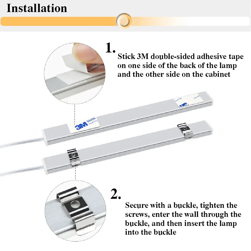 led kitchen lights 304050cm hand sweep switch under cabinet bedroom wardrobe closet night light bedroom home lighting free global shipping