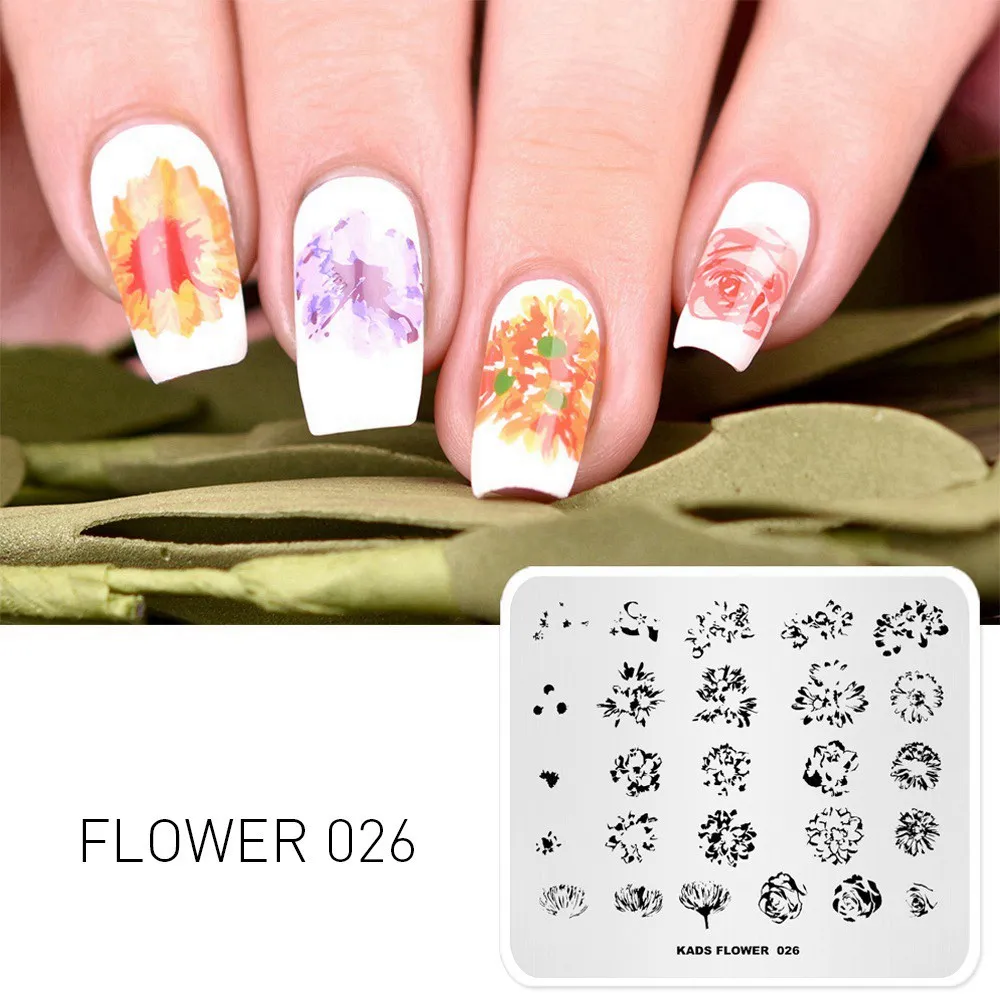 Flower 026 1 шт. штамповки для ногтей пластины красоты цветок серии шаблоны для ногтей поднос для маникюра дизайн ногтей штамповка шаблон украшения Штамп для ногтей - Цвет: Flower 026